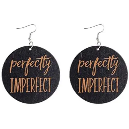 Bohemian Wooden Earrings for Women Teen Girls Both Printing Faith Over Fear Sayings Design Earrings