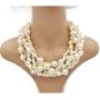 Womens Multi Strand Chunky Statement Pearl Necklace Choker for Women Bride Wedding Jewelry Set