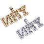 GUCY Hip Hop Jewelry Micropave Simulated Diamond Iced Out YRN Pendant Chain Necklace(Gold/Silver)