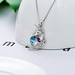 TOUPOP [Horse/Giraffe/Unicorn] Necklace s925 Sterling Silver Pendant Necklace Jewelry with Heart Crystal, Birthday Christmas Valentines Day Mother’s day Gifts for her Mom Women Teen Girls Animal Lovers