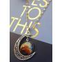 Adorit Mystical Galaxy & Crescent Moon Cosmic Colorful Pendant Necklace, Blue Glass, 17.5 Chain, Great Gift for Holidays, Birthdays, Special Days