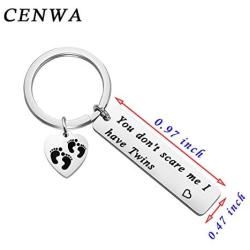 CENWA Parents of Twins Gift Twin Mom/Dad Keychain You Dont Scare Me I Have Twins Dad/Mom of Twins Gift