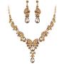 EVER FAITH Austrian Crystal Bridal Floral Wave Teardrop Necklace Earrings Set