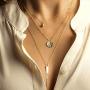 Ckecharfa Layered Cross Pendant Necklace Gold Jesus Necklaces Chain Beaded Choker Chains Adjustable Jewelry for Women and Girls
