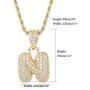 Fiasaso 14K Gold Plated A-Z Letter Necklace for Men Women CZ Bubble Initial Pendant Hip Hop Necklace Rope Chain 23''