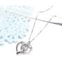 Sterling Silver Grandma Mom Daughter Forever Love Heart Necklace Engraved Jewelry Birthday Gifts for Family