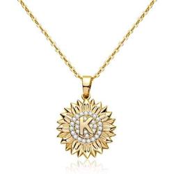 MOROTOLE Sunflower Necklace Initial Sunflower Necklaces for Women Girls, 18K Gold Plated CZ Letter Sunflower Pendant Necklace Jewelry Gifts Dainty You are My Sunshine Necklace