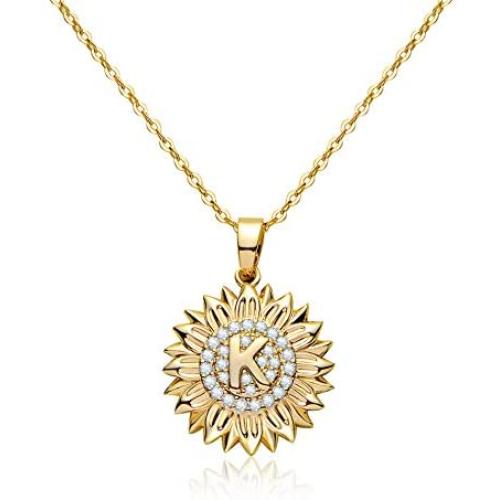 MOROTOLE Sunflower Necklace Initial Sunflower Necklaces for Women Girls, 18K Gold Plated CZ Letter Sunflower Pendant Necklace Jewelry Gifts Dainty You are My Sunshine Necklace