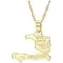 Fusamk Hip Hop Plated 18K Gold Haiti Map Tag Pendant Necklace
