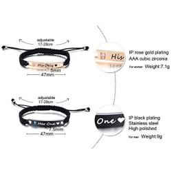 VNOX Personalized Custom Name Date Handmade Braided Rope Mutual Attraction Couples Bracelets for Him and Her Matching Relationship ID Couple Bracelets