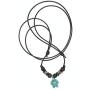 Nove Jewelry Leather Hawaiian Sea Turtle Necklace - Bone Beaded Necklace - Wood Bead and Adjustable Cord