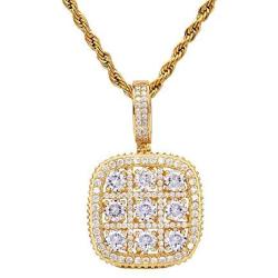 Moca Jewelry Iced Out Jiugongge Retro Square Pendant Necklace 18K Gold Plated Bling CZ Simulated Diamond Hip Hop Rapper Chain Necklace for Men Women