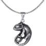 Fusamk Punk Titanium Steel Animal Lizard Pendant Necklace,24'' Box Chain
