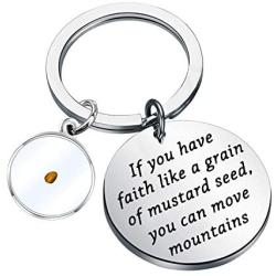 FAADBUK Christian Gift Mustard Seed Keychain If You Have Faith Like A Grain of Mustard Seed You Can Move Mountains Jewelry Religious Inspirational Jewelry for Friend Family