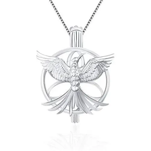 LGSY Phoenix Cage Pendants for Pearl Jewelry Making Sterling Silver, Design Pearl Cage Pendants for Adorable Gift