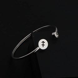 Zuo Bao Simple Zodiac Sign Cuff Bracelet with Birthstone Birthday Gift for Women