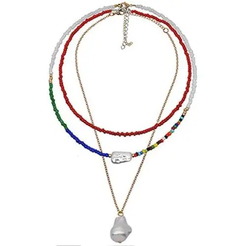 YBMYCM Rainbow Bead Necklace - Boho Tiny Beaded Choker Necklace Jewelry Gifts for Women YBMYCM Rainbow Bead Necklace - Boho Tiny Beaded Choker Necklace Jewelry Gifts for Women
