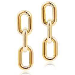 DAMLENG Fashion Unique Lightweight Long Resin Acrylic Gold Silver Chain Link Dangle Drop Earrings for Women Girls Statement Geometric Jewelry Gifts