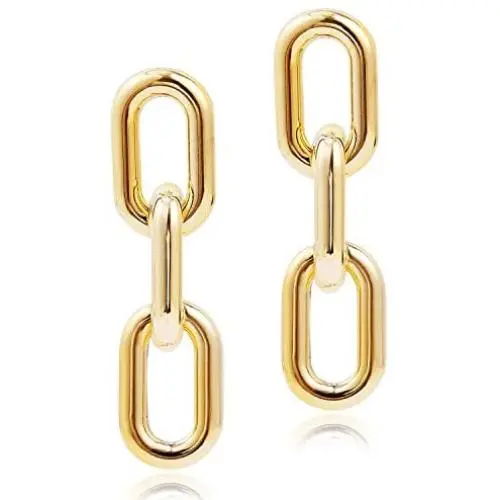 DAMLENG Fashion Unique Lightweight Long Resin Acrylic Gold Silver Chain Link Dangle Drop Earrings for Women Girls Statement Geometric Jewelry Gifts DAMLENG Fashion Unique Lightweight Long Resin Acrylic Gold Silver Chain Link Dangle Drop Earrings for Women Girls Statement Geometric Jewelry Gifts