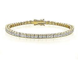 GemStar USA Cubic Zirconia Princess-Cut Channel Set Fashion Tennis Bracelet