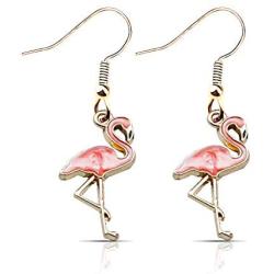 Pink Enamel Flamingo Bird Dangle Earrings Owl Earrings Unicorn Earrings Daisy Earrings Romantic Bird Jewelry for Women Girls
