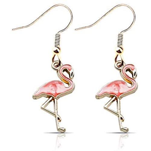 Pink Enamel Flamingo Bird Dangle Earrings Owl Earrings Unicorn Earrings Daisy Earrings Romantic Bird Jewelry for Women Girls