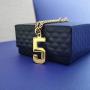QeenseKc Sports Gold Lucky Number Necklace Inspiration Baseball Jersey Number Initial 25mm High Pendant Jewelry 3mm Wheat Chain