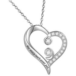 CENWA My Story Isnt Over Yet Semicolon Necklace Warrior Fighter Semicolon Jewelry Suicide Awareness Gift Self Harm Awareness Suicide Survivor Gift Semi Colon Mental Health