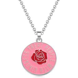 Ralukiia One Direction Gift Harry Style Merch Treat People with Kindness Enamel Necklace Keyring Jewelry