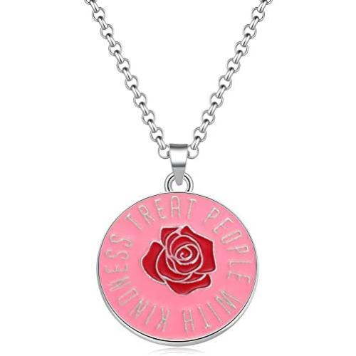 Ralukiia One Direction Gift Harry Style Merch Treat People with Kindness Enamel Necklace Keyring Jewelry