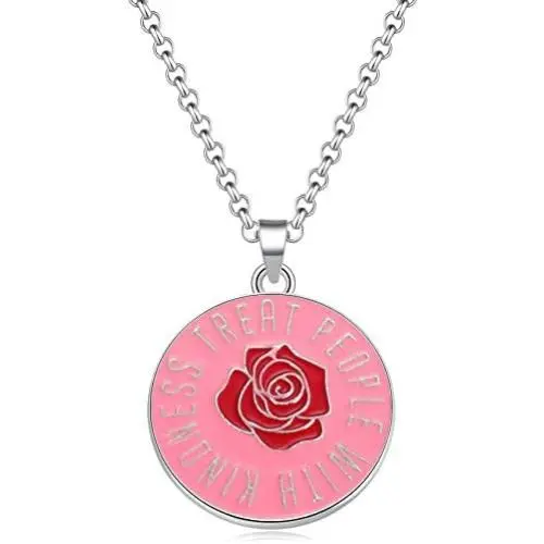Ralukiia One Direction Gift Harry Style Merch Treat People with Kindness Enamel Necklace Keyring Jewelry