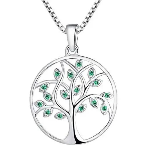 YL Tree Necklace 925 Sterling Silver Tree of Life Pendant Gemstone White/Rose Gold Plated Jewelry YL Tree Necklace 925 Sterling Silver Tree of Life Pendant Gemstone White/Rose Gold Plated Jewelry