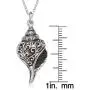925 Sterling Silver Fancy Aquatic Oxidized Seashell 18’’ Pendant Necklace