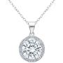 Cate & Chloe Sophia 18k White Gold Plated Circle Halo Pendant Necklace - Silver Halo Necklace w/Solitaire Round Cut Cubic Zirconia Diamond Cluster - Wedding Anniversary