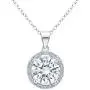 Cate & Chloe Sophia 18k White Gold Plated Circle Halo Pendant Necklace - Silver Halo Necklace w/Solitaire Round Cut Cubic Zirconia Diamond Cluster - Wedding Anniversary