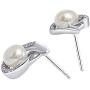 Peora Freshwater Cultured White Pearl Teardrop Knot Earrings in Sterling Silver, 6.50mm Round Button Shape, Friction Backs