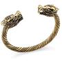 HANTON Unisex Double Dragon Viking Bangle Adjustable Cuff Bracelet for Men and Women Statement Boys Fashion Bangle Jewelry
