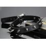 Flongo Gothic Black Rivet Leather Spiked Necklace Neckband Choker, Unisex Spike Studded Punk Rock Biker Wide Strap Leather Collar Necklace, Rivets Spiked Accent Leather Choker