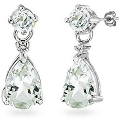 Sterling Silver Genuine, Created or Simulated Gemstone Teardrop Dangle Earrings