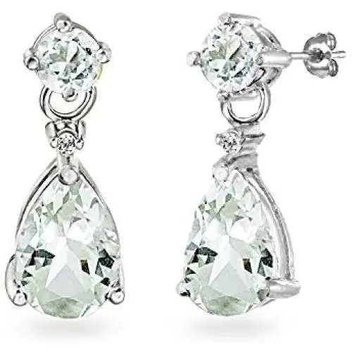 Sterling Silver Genuine, Created or Simulated Gemstone Teardrop Dangle Earrings Sterling Silver Genuine, Created or Simulated Gemstone Teardrop Dangle Earrings