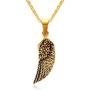 HUANIAN Stainless Steel Gold Plated Eagle Feather Wing Pendant Necklace for Men- with 19'' Chain