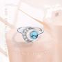 CUOKA MIRACLE Moon Ring, S925 Sterling Silver Crescent Moon Ring Open Ring Adjustable Ring Gift for Women