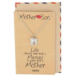 Quan Jewelry Mother and Son Otter Pendant Necklace, Gifts for Mom, Mothers Day, Handmade Gifts for Mom & Son with Inspirational Greeting Card