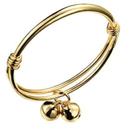 COCO Park Healthy Children Jewelry 18K Gold Plated Polish Cuff Bangle Adjustable Bracelet Anklet