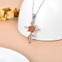LONAGO Sunflower Rose Flower Cross Necklace 925 Sterling Silver Crucifix Pendant Religious Jewelry Gift for Women Wife Mom Girlfriend