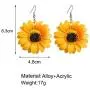 Large Sunflower Hook Dangle Earrings，Bohemian Yellow Resin Acrylic Flower Earring for Women Girls in 2020