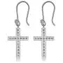 ELEGANZIA Dangle Cross Earrings for Women Girls Sterling Silver Cubic Zirconia Christian Religious Minimalist Jewelry