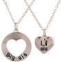 Lux Accessories Sista Sister Big Sis Lil Heart Charm Pendant Necklace Set 2PC