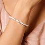 FANCIME October Birthstone Sterling Silver White Opal Tennis Bracelet 4 Prong 42 Created Fire Opal Stones Fine Jewelry for Women Girls 7 inch Length 4mm Width