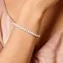 FANCIME October Birthstone Sterling Silver White Opal Tennis Bracelet 4 Prong 42 Created Fire Opal Stones Fine Jewelry for Women Girls 7 inch Length 4mm Width